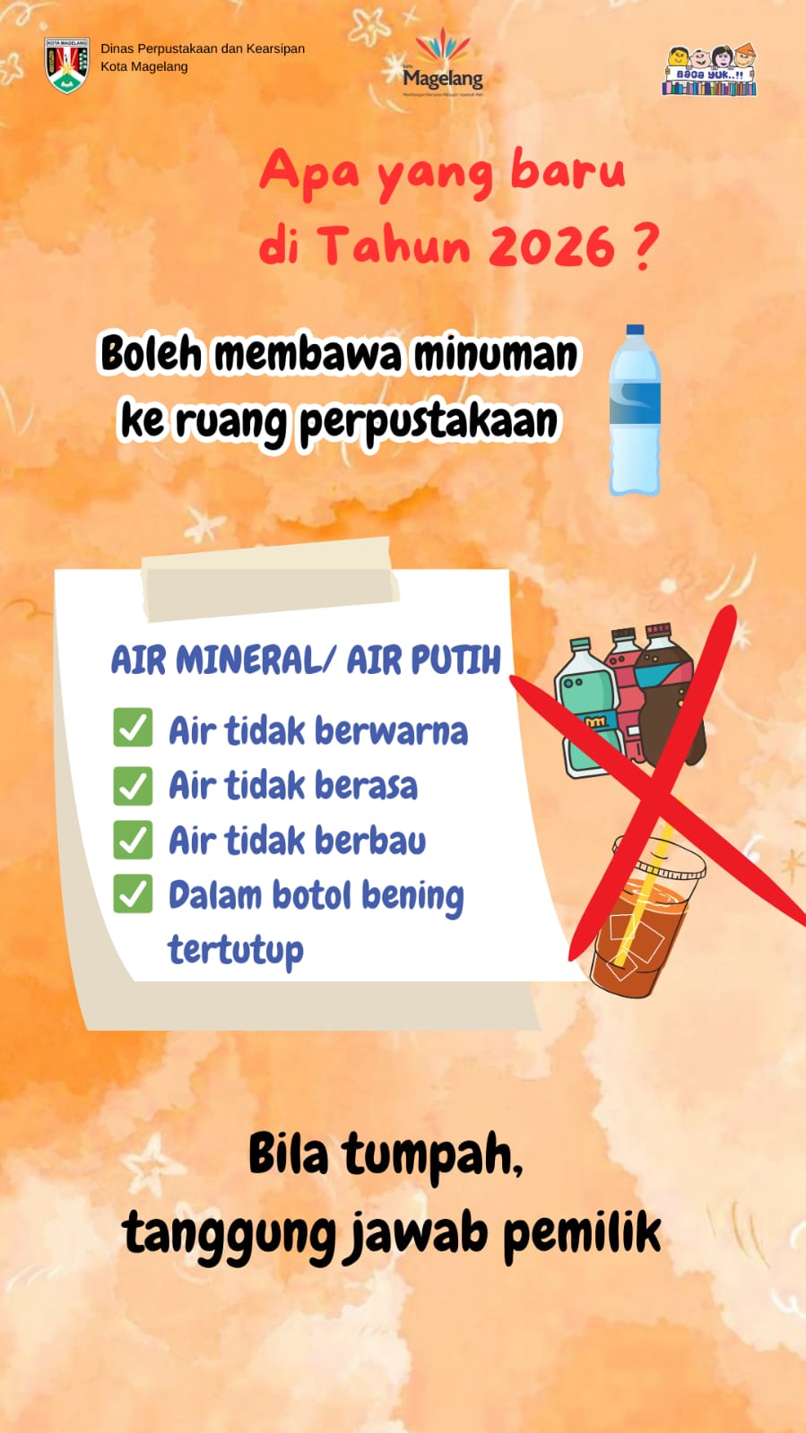 Boleh Membawa Minuman Ke Ruang Baca Perpustakaan