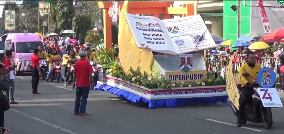 Disperpusip Ikut Memeriahkan Karnaval Pembangunan Kota Magelang pada HUT RI ke 74