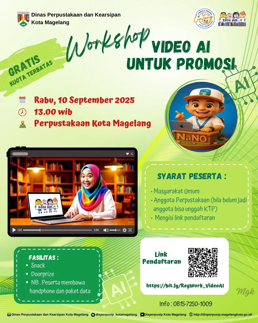 Flyer Workshop Vidio AI Untuk Promosi