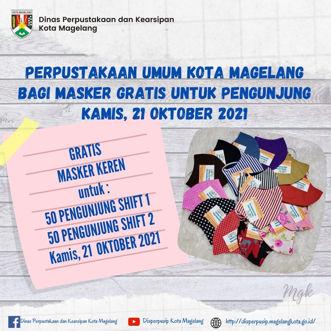 Gratis Masker Keren Untuk Pengunjung Perpustakaan