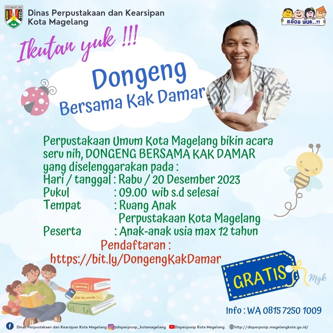 Ikutan Yukk!! Dongeng Bersama Kak Damar di Perpustakaan Kota Magelang 