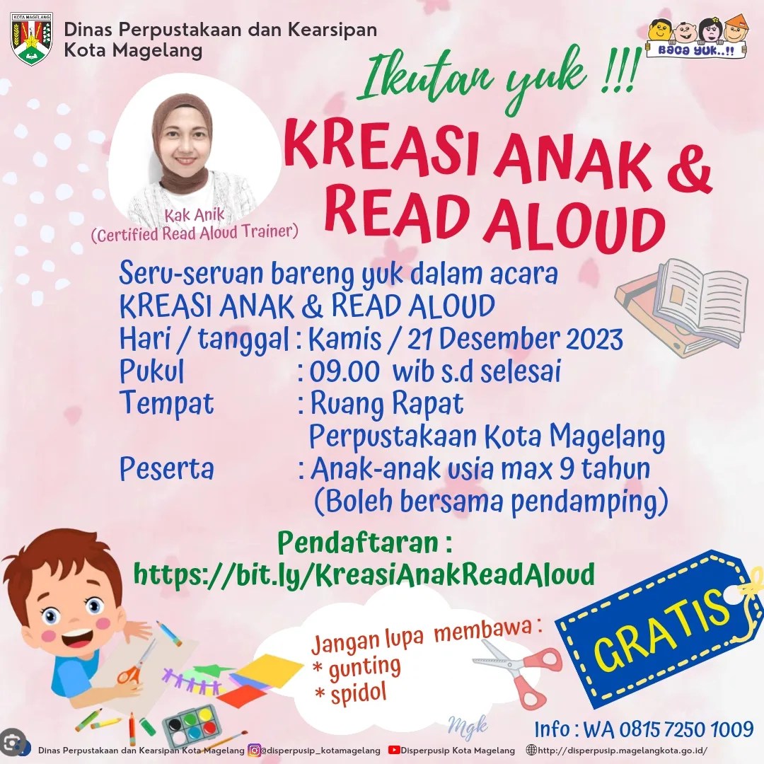 Ikutan Yukk Kreasi Anak dan Read Aloud di Perpustakaan Umum kota Magelang 