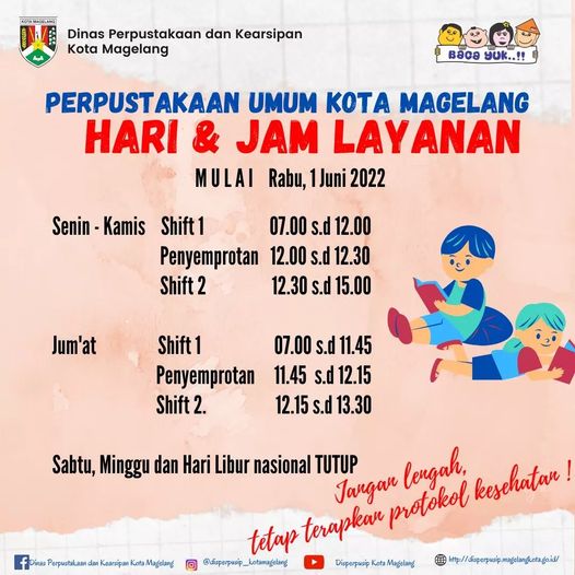 Jam Layanan Baru Perpustakaan Umum Kota Magelang Mulai 1 Juni 2022