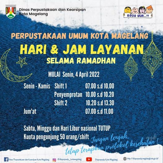 Jam Layanan Perpustakaan Umum Kota Magelang Bulan Ramadhan