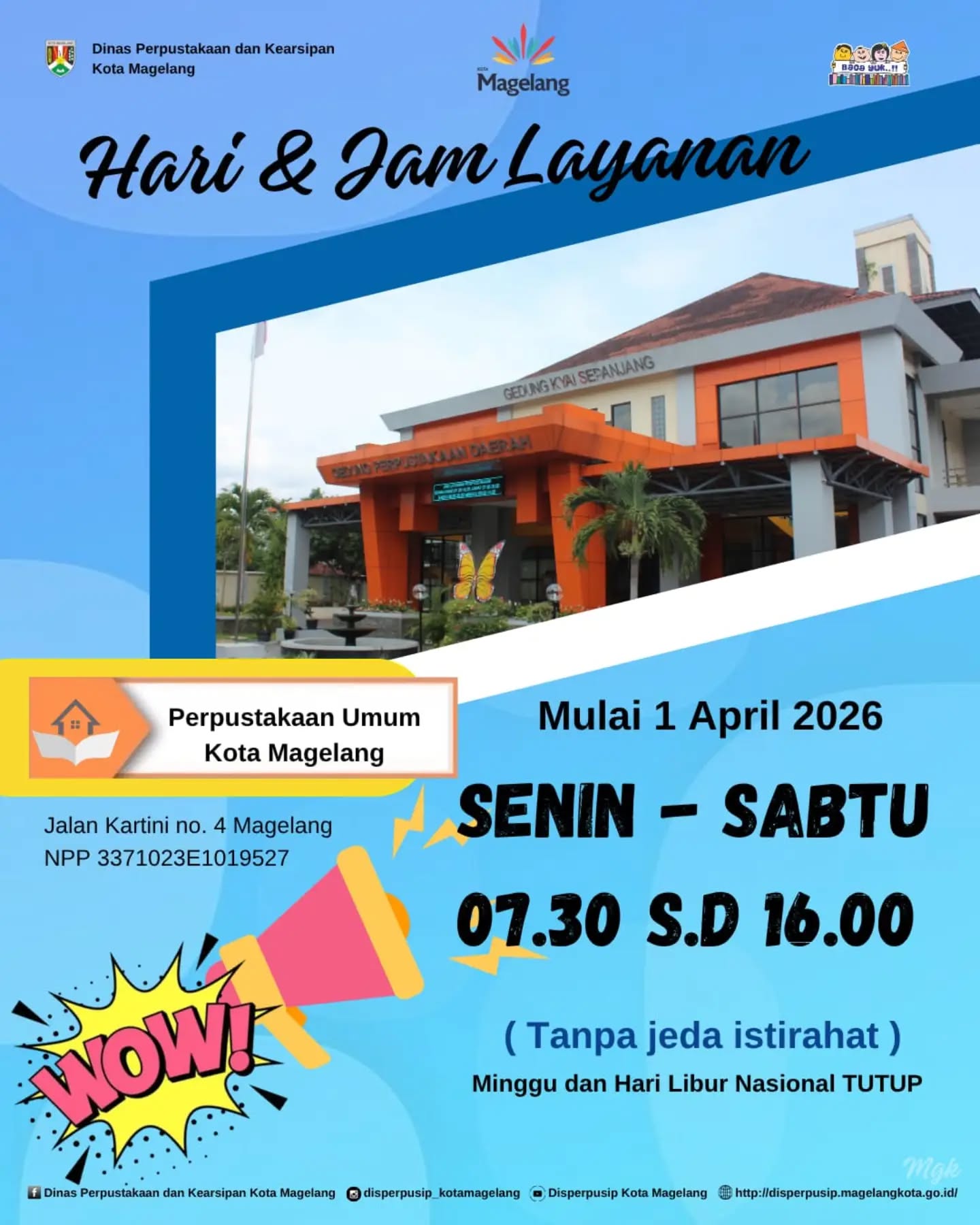 Jam layanan Perpustakaan Kota Magelang