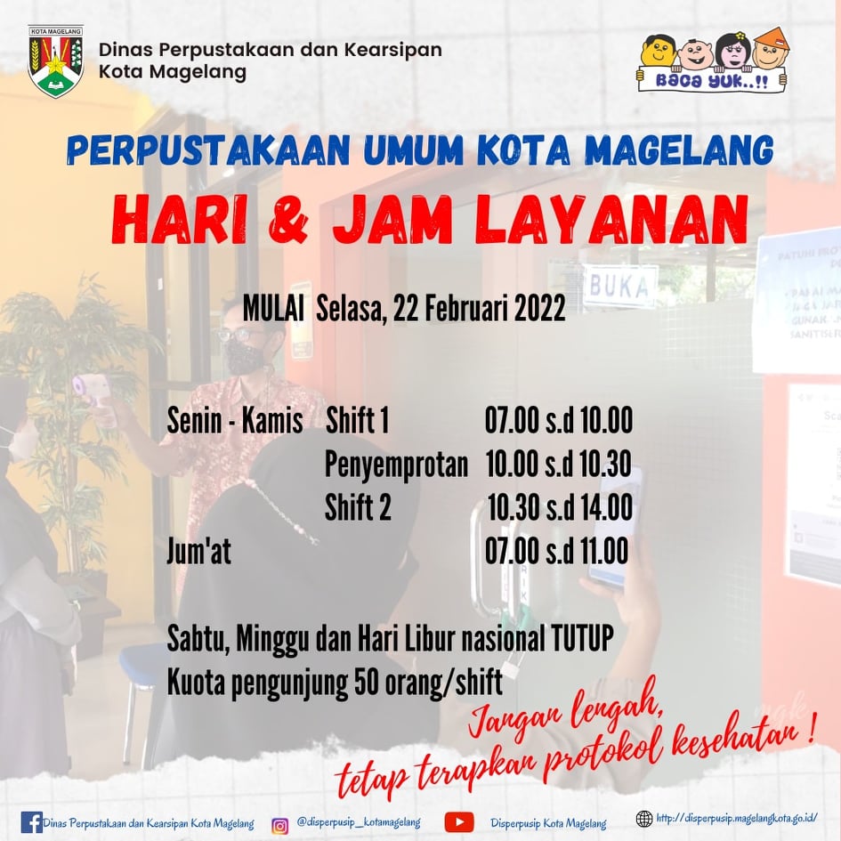 Jam layanan Perpustakaan Umum Kota Magelang Berubah