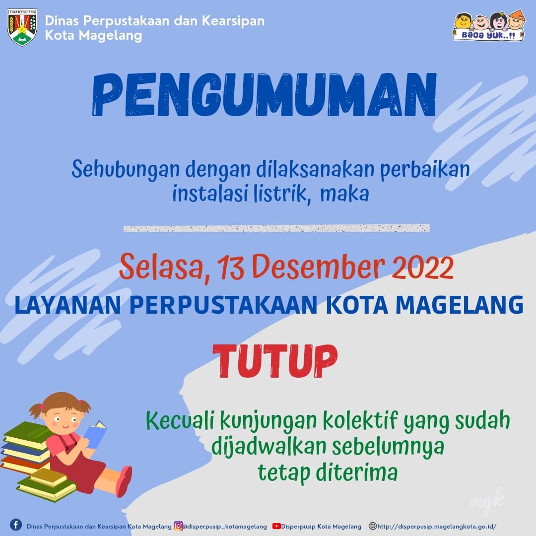 Layanan Perpustakaan Kota Magelang Tutup