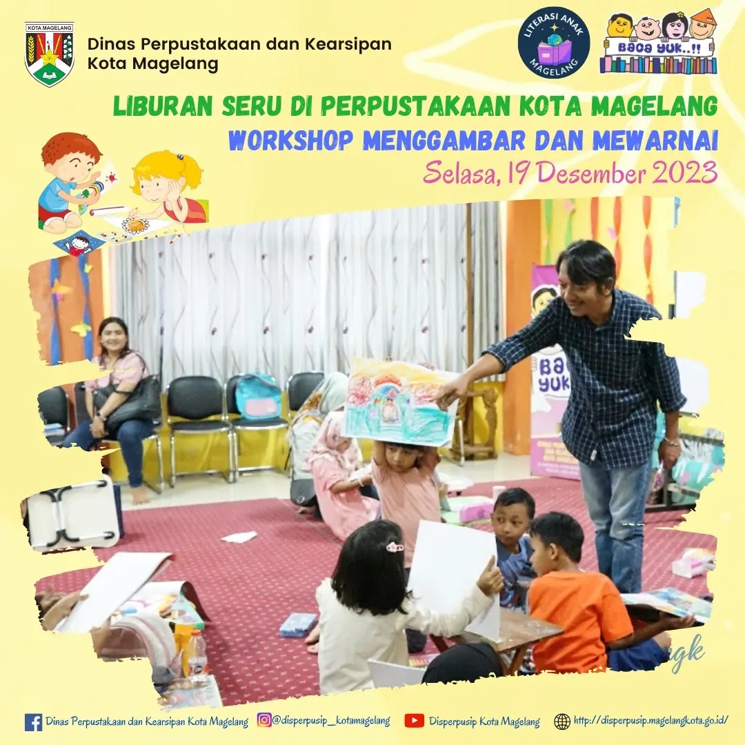 Liburan Seru di Perpustakaan kota Magelang  Workshop Menggambar dan Mewarnai