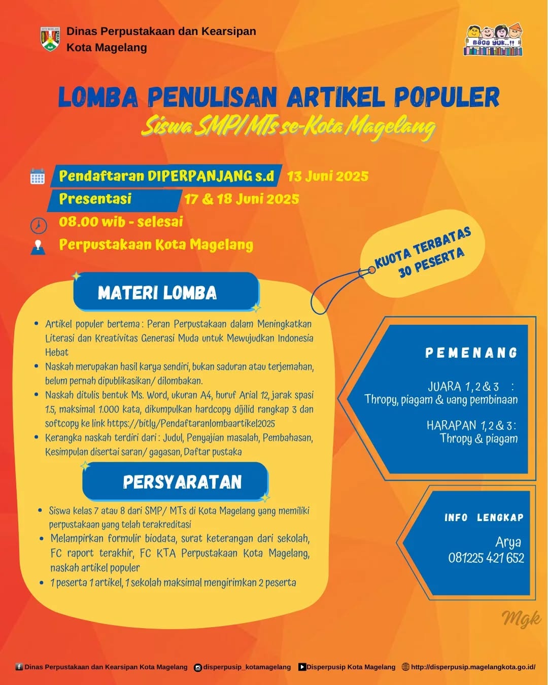 Lomba Artikel Tahun 2025 di Perpanjang