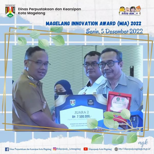 Perpustakaan Kota Magelang Meraih Magelang Innovation Award MIA 2022