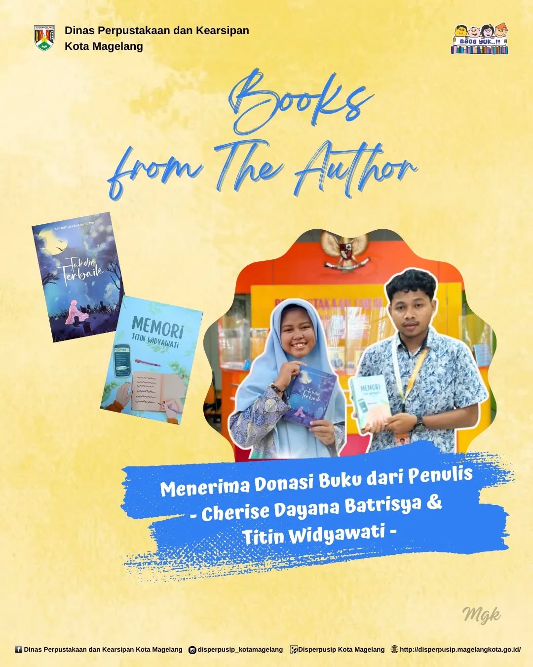 Menerima Donasi Buku dari Penulis Cherise Dayana Batrisya dan Titin Widyawati