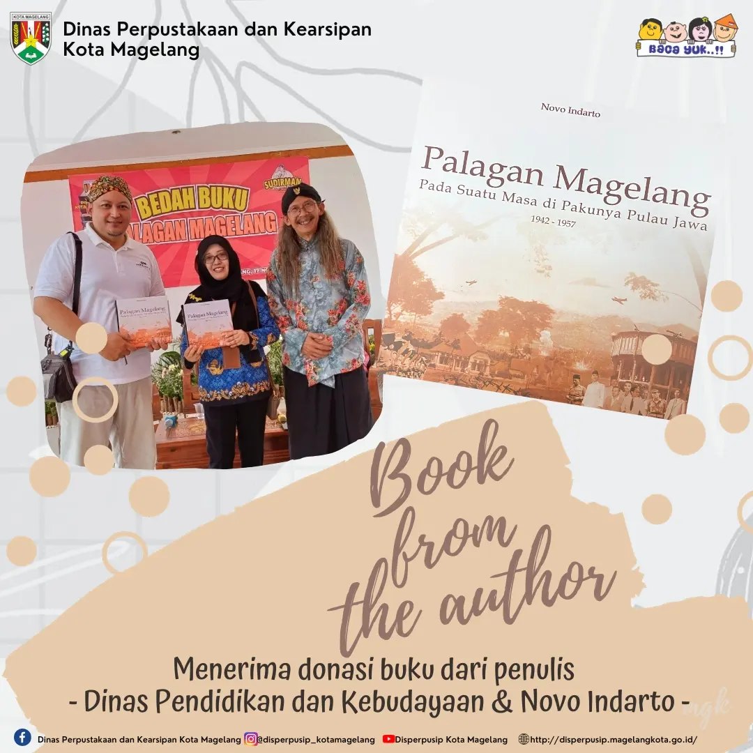 Menerima Donasi Buku dari Penulis Dinas Pendidikan dan Kebudayaan Kota Magelang dan Novo Indarto 