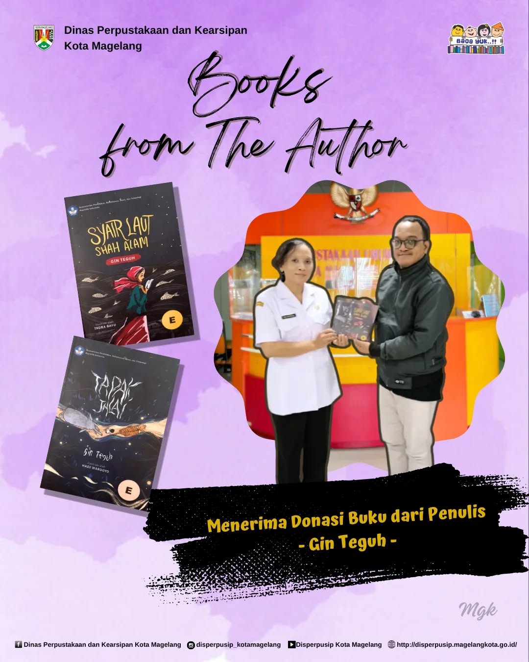 Menerima Donasi Buku dari Penulis Gin Teguh 