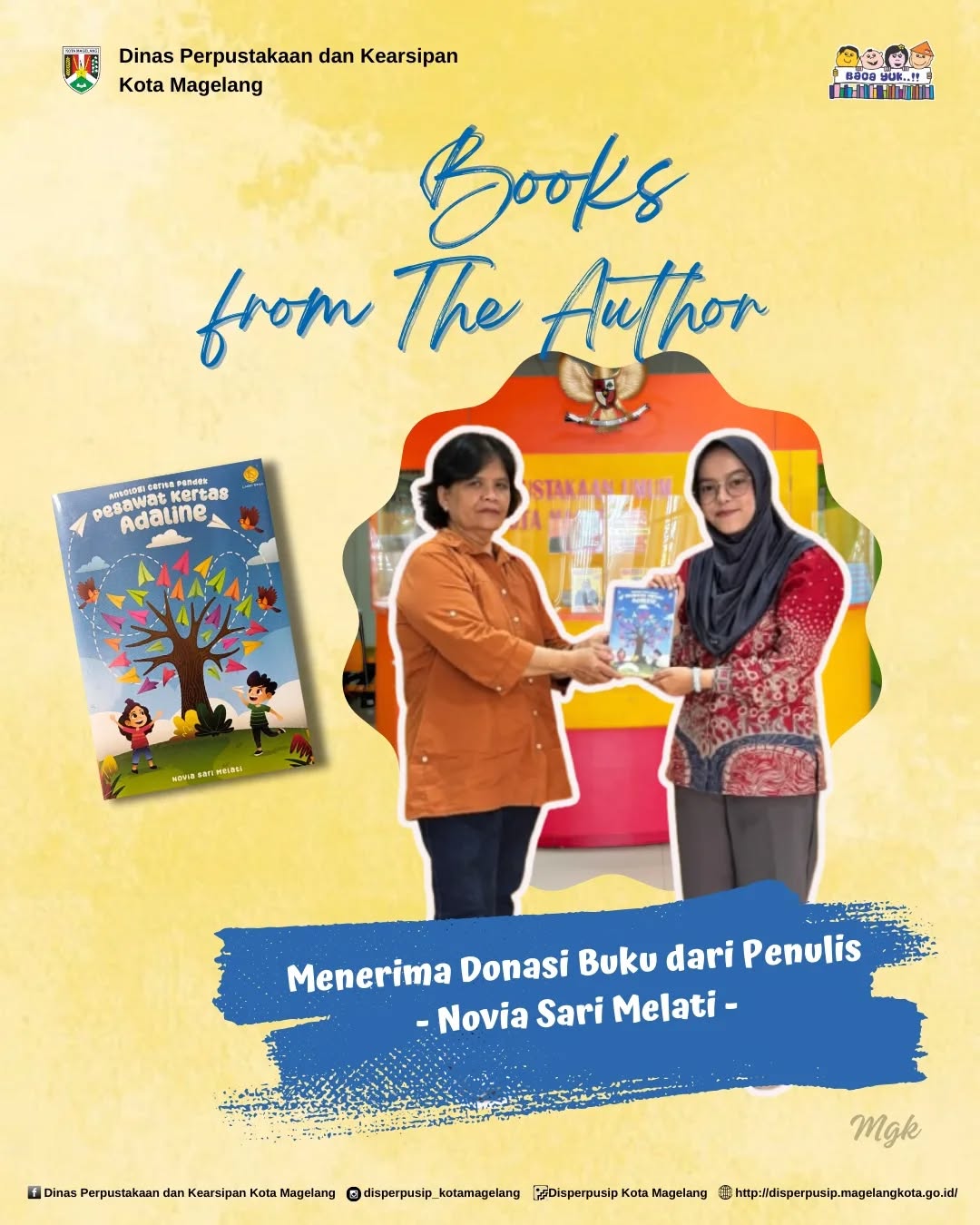 Menerima Donasi Buku dari Penulis Novia Sari Melati