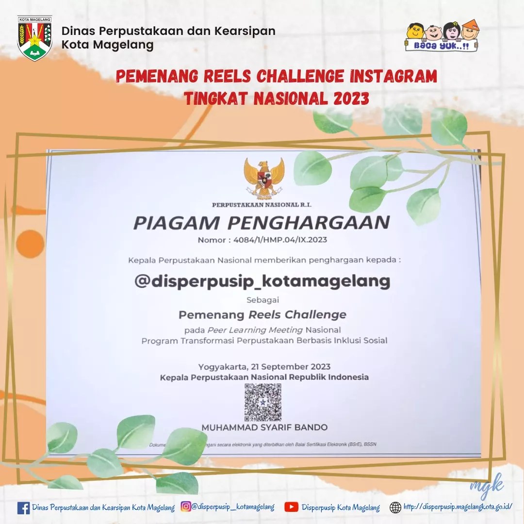 Pemenang Reels Challenge Instagram Tingkat Nasional 2023