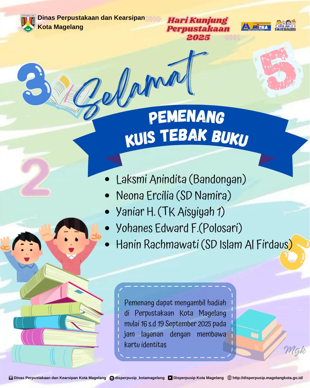 Pengumuman Pemenang Kuis Tebak Buku Peringatan Hari Kunjung Perpustakaan 2025