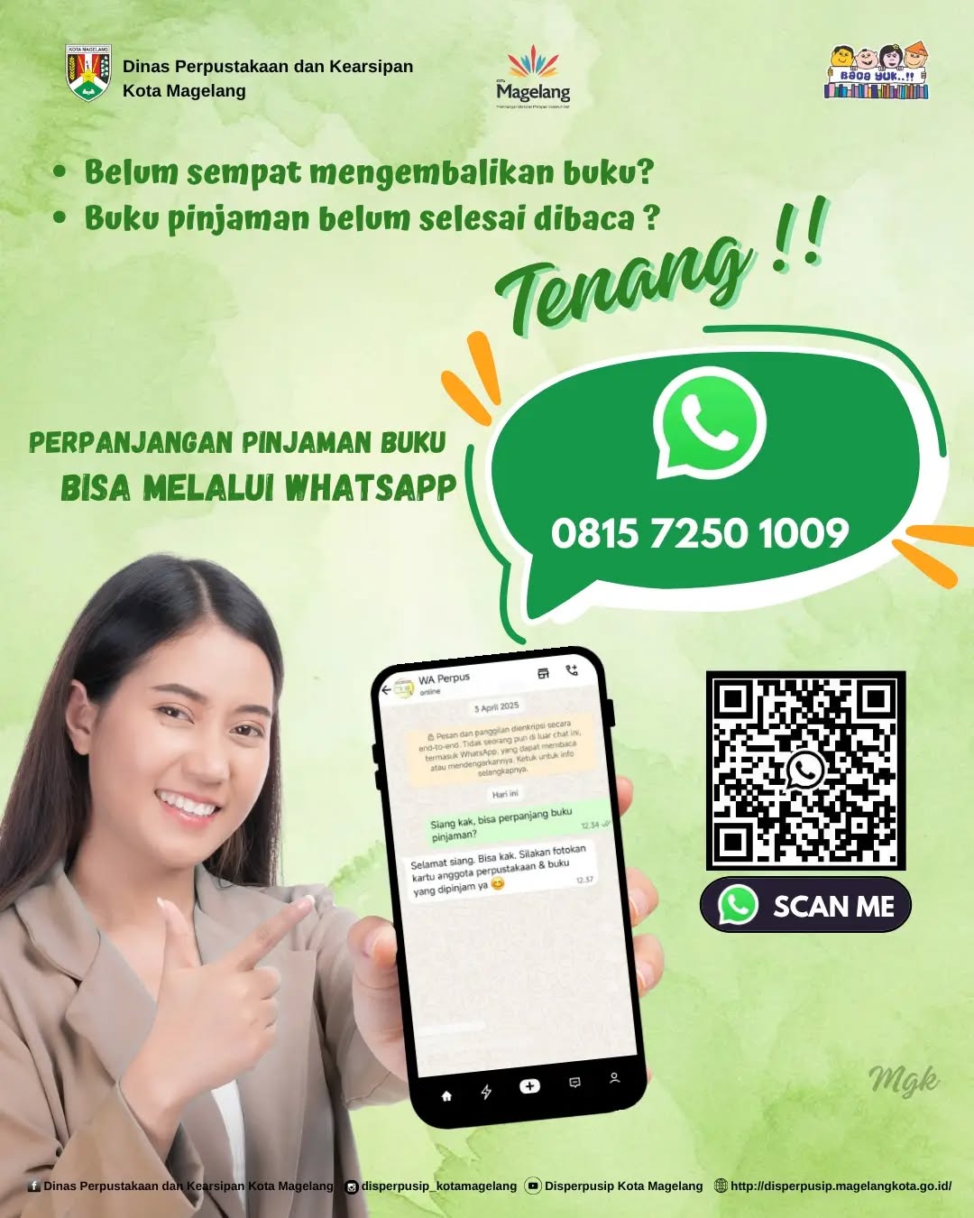 Perpanjangan Buku Bisa Melalui WatshApp Perpustakaan