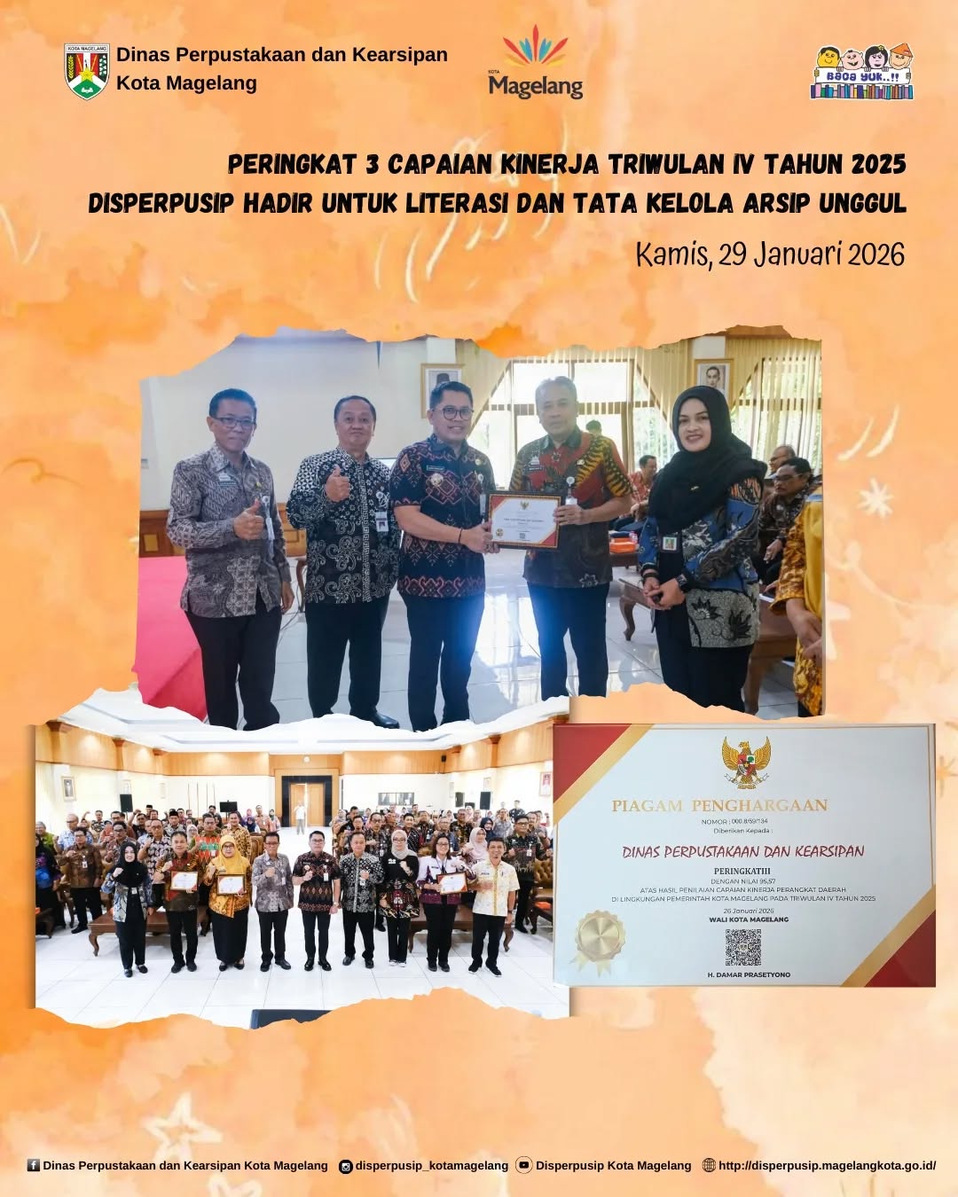 Perpustakaan Meraih Peringkat III Kinerja Terbaik Triwulan IV Tahun 2025