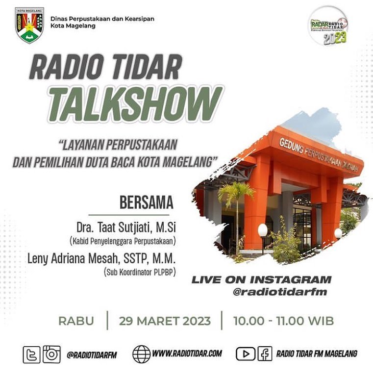 Radio Tidar Talkshow Layanan Perpustakaan dan Pemilihan Duta Baca Kota Magelang