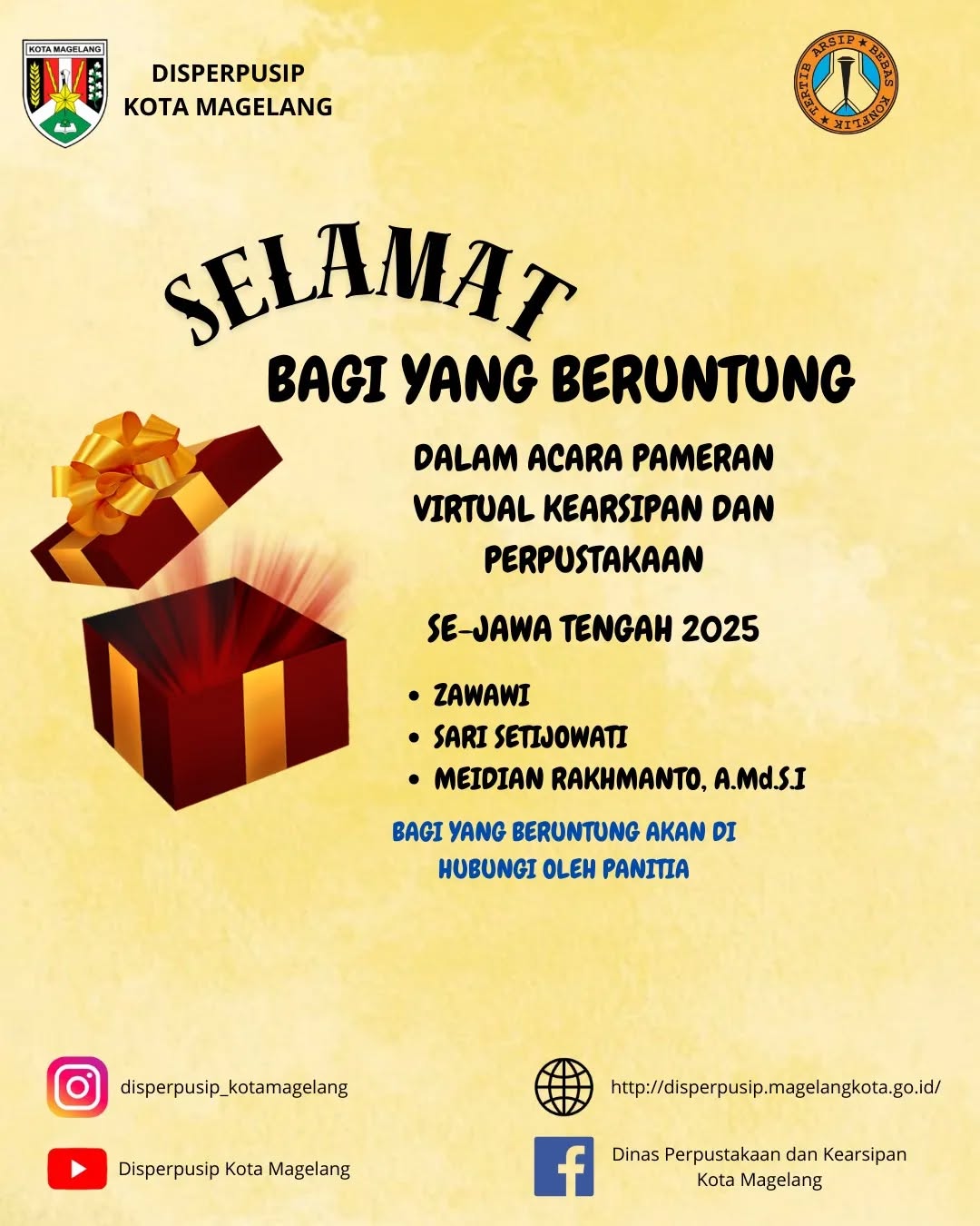 Selamat bagi yang beruntung dalam acara Pameran Virtual Kearsipan dan Perpustakaan Se-Jawa tengah 20