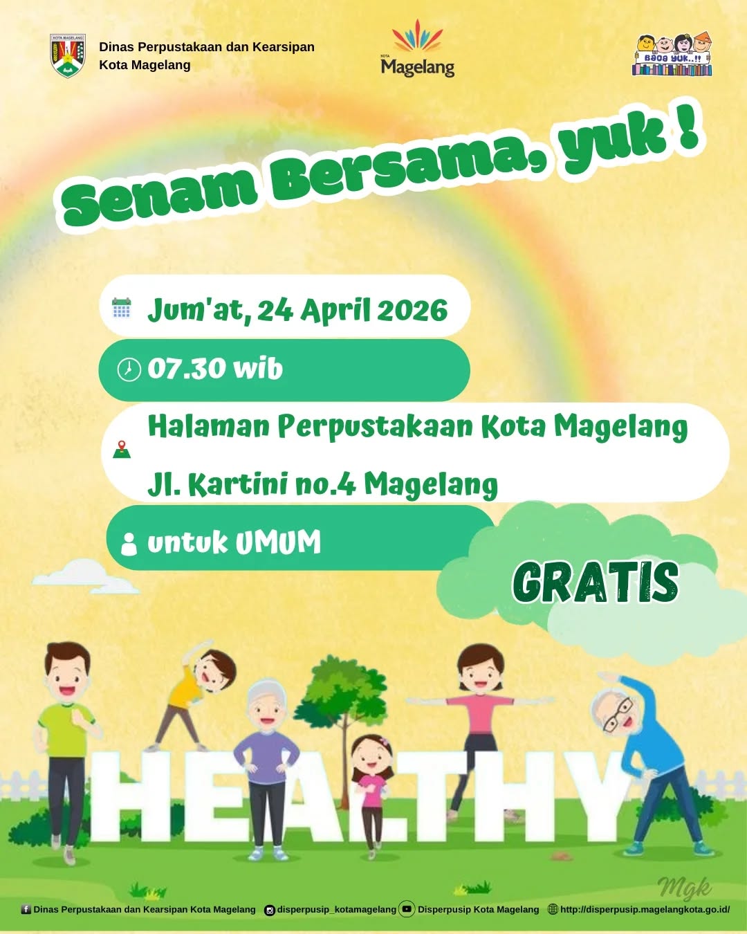 Senam Bersama Yukk di Halaman DIsperpusip Kota Magelang