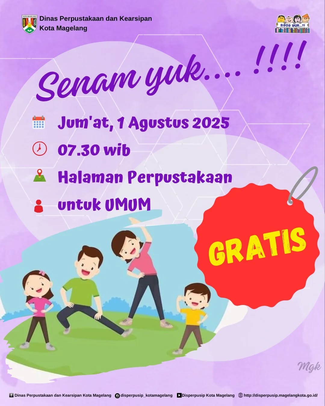Senam Bersama Yukk di Halaman Kantor DIsperpusip Kota Magelang