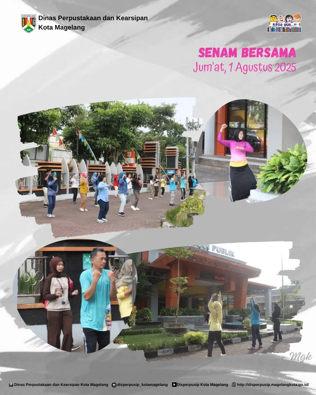 Senam Bersama di Halaman Disperpusip Kota Magelang Agustus 2025